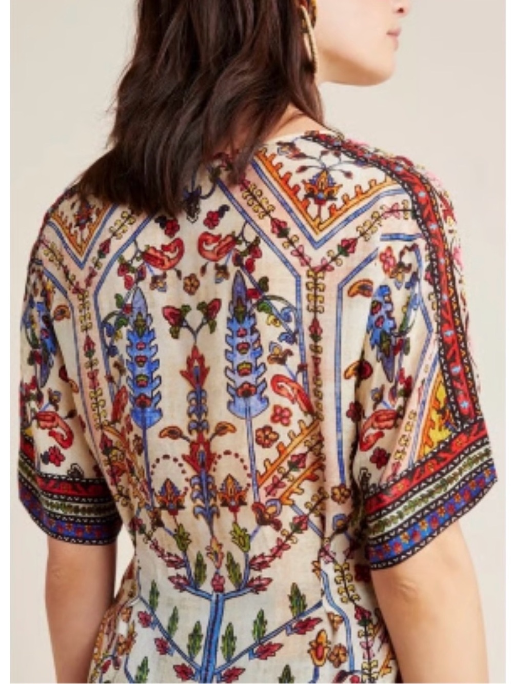 Vineet Bahl for Anthropologie Meknes Boho Tie Blouse with Embroidered Sleeves - Picture 2 of 11